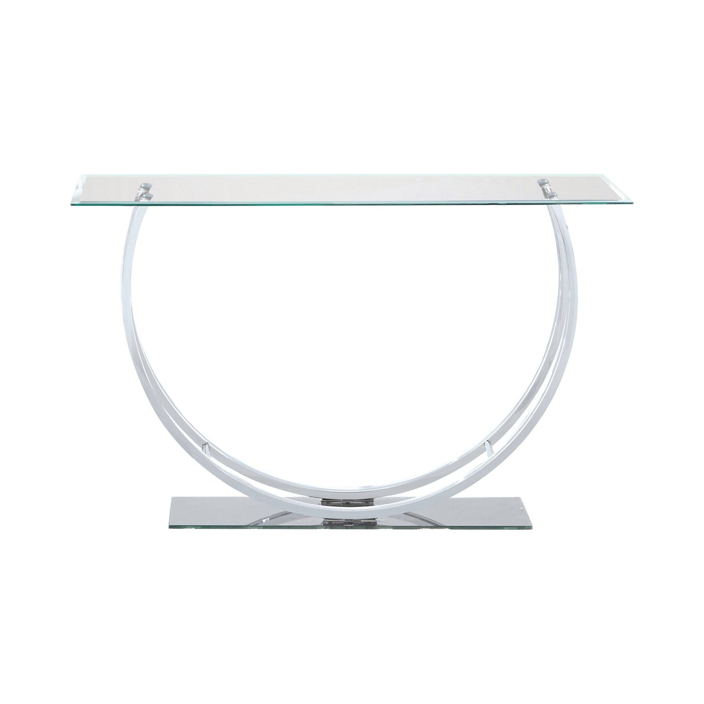 Benzara BM220321 Contemporary U Shape Glass Tabletop Sofa Table Silver IZQ5_M3MBA75