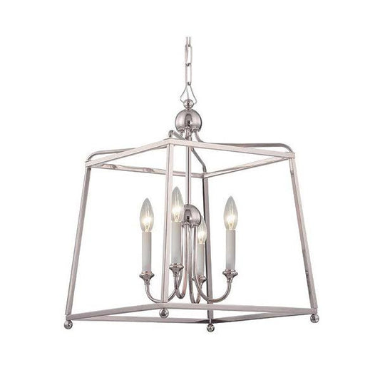 Chandeliers 4 Light with Polish Nickel Steel Drum 16in 240W - World of Lighting WL179311 KVG2_M0PRM90