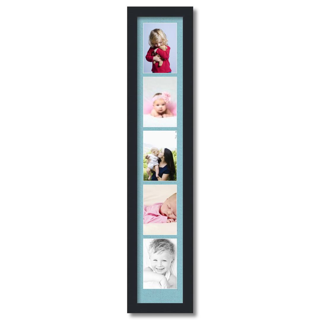 Collage Picture Frame, Satin Black Frame with 5 openings for 4x6 Photos with French Blue Mat. D3926FB2365 , ArtToFrames NOV1_E4CNK00