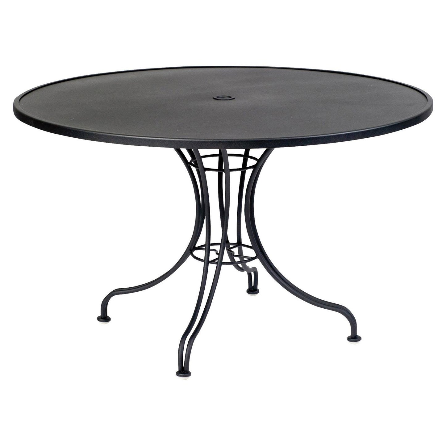 Woodard Solid Top Round Patio Dining Table with Umbrella Hole Chestnut Brown, Size: 42 in. JUM7_J5OAG80