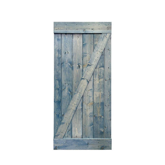 Calhome Z Bar 30-in x 84-in Denim Blue 1-Panel Stained Pine Wood Single Barn Door | DOOR-DIY-B30L SHN4_W5HIW07