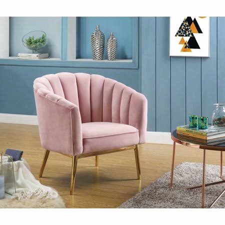 Acme Colla Accent Chair in Blush Pink Velvet  Gold 59814, Size: 34 DQQ8_I2ICB10