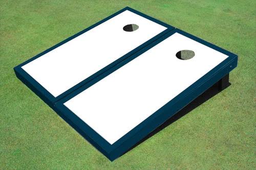 White and Navy Matching Border Custom Cornhole Board SZG0_S0CJM63