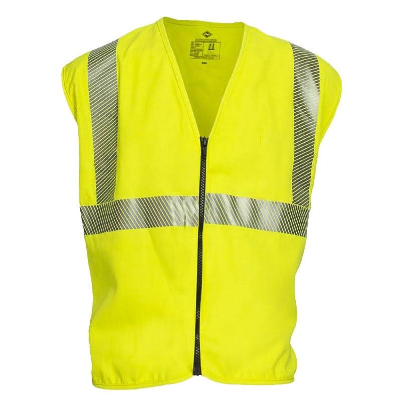 VIZABLE Flame Resistant Hi-Vis Contractor Safety Vest, ANSI Class 2, Type R, L, Yellow WIV5_O2ZHE40