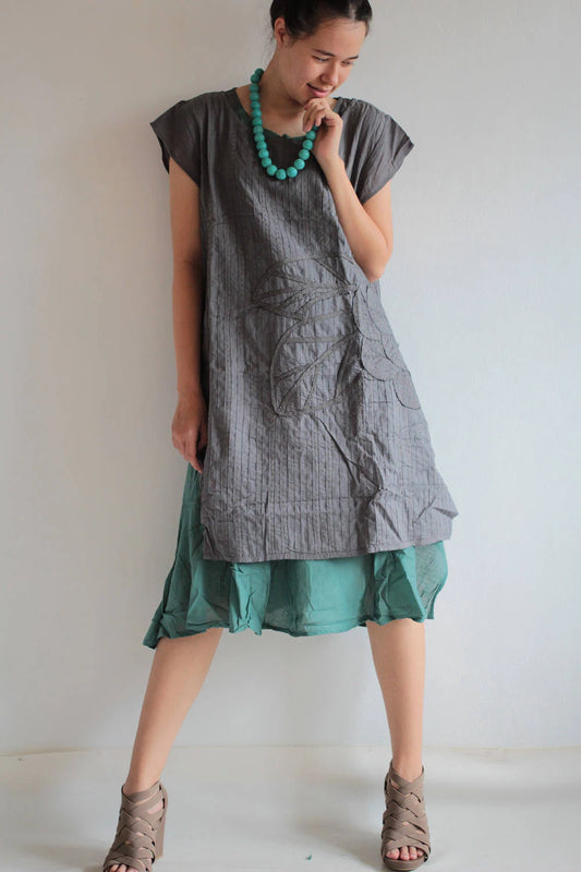 Dress Two layer.. Gray/ Blue Teal M,L,Xl (1160) QIT3_W1ZQK49