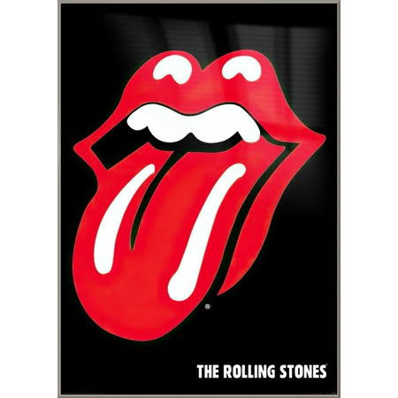 The Rolling Stones - Framed Music Poster / Print (Logo - Lips  Tongue) (Size: 24 inch x 36 inch), Beige EMO7_E9CCW61