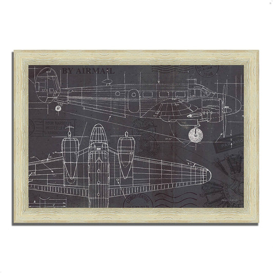 26x22 x 36x22 Plane Blueprint I by Marco Fabiano Framed Painting Print XYT0_A4ZJW02