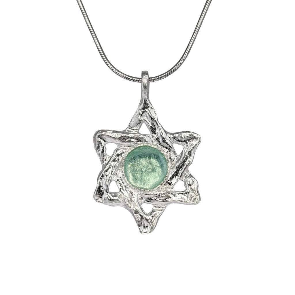 Translucent Roman Glass Star of David Pendant in Hammered Sterling Silver Pendant Roman Glass Jewelry Roma Designer Jewelry JPQ7_D8XDV95