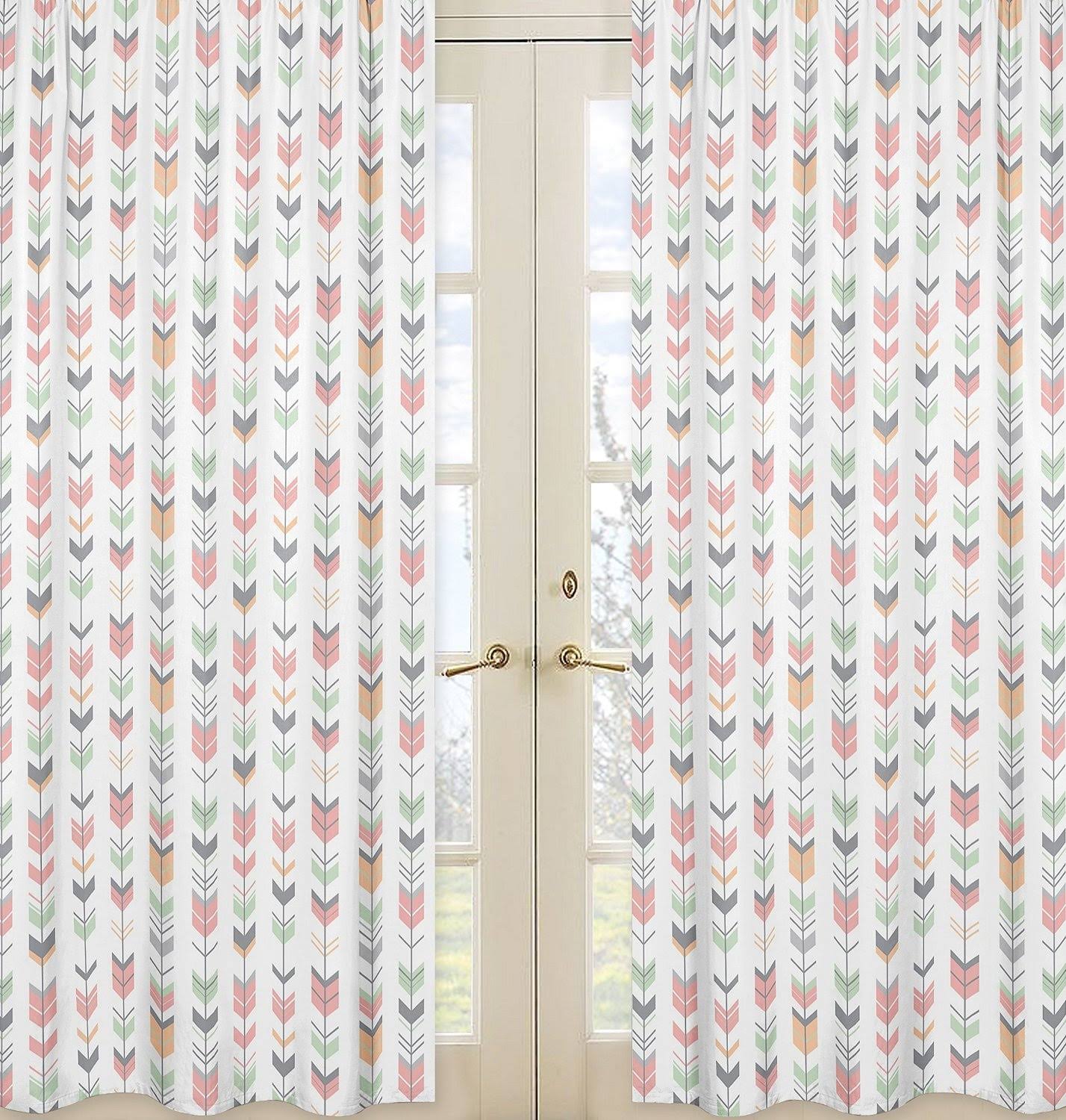 Sweet Jojo Designs Coral and Mint Mod Arrow Collection Window Curtain Panels SYY4_Z8IJC80