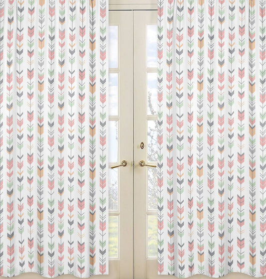 Sweet Jojo Designs Coral and Mint Mod Arrow Collection Window Curtain Panels SYY4_Z8IJC80