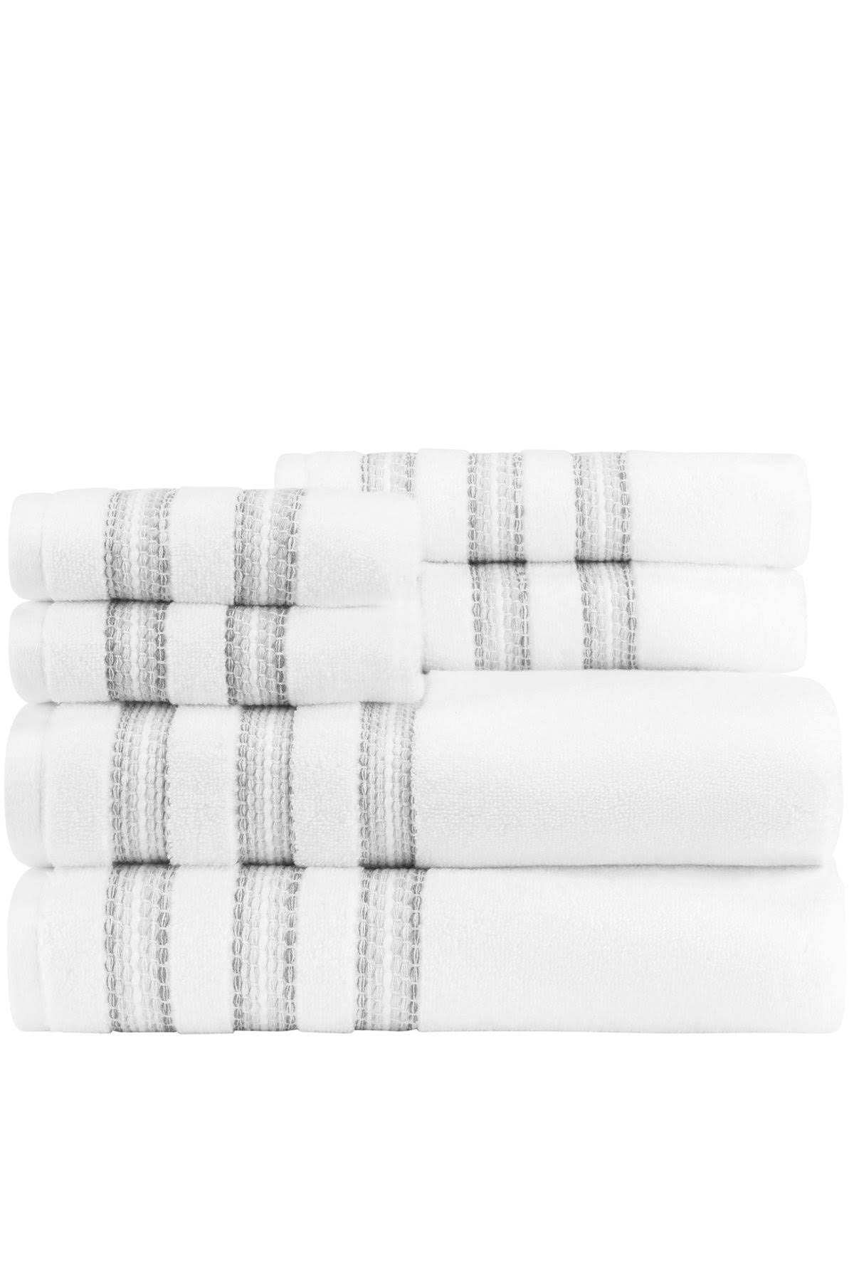 Caro Home Marla Border 6-Piece Towel Set - Grey EFH4_Y9XEX68