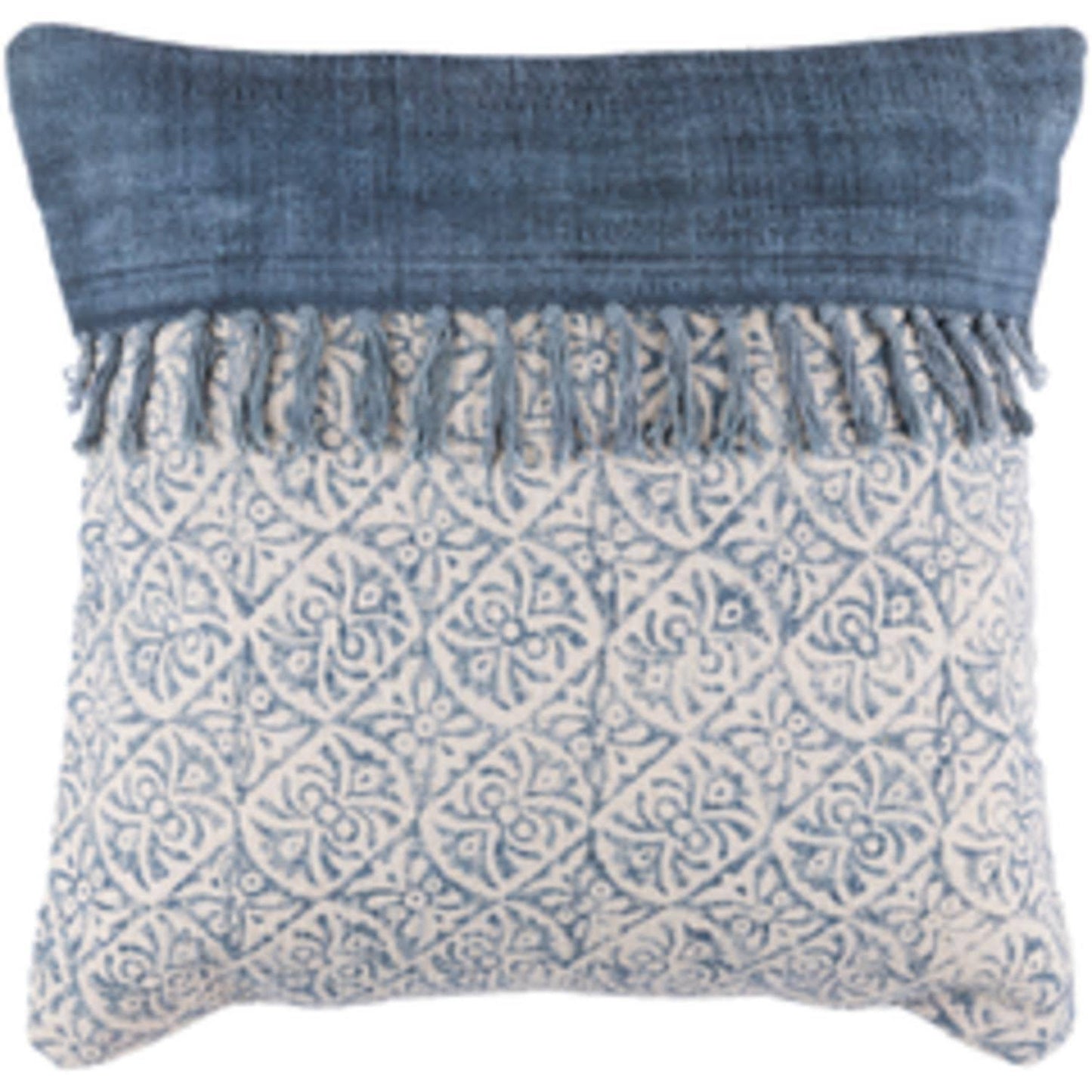 Diva at Home 20 Denim Blue and Latte Brown Contemporary Decorative Throw Pillow - Poly Filled UDU1_Q0BRT54