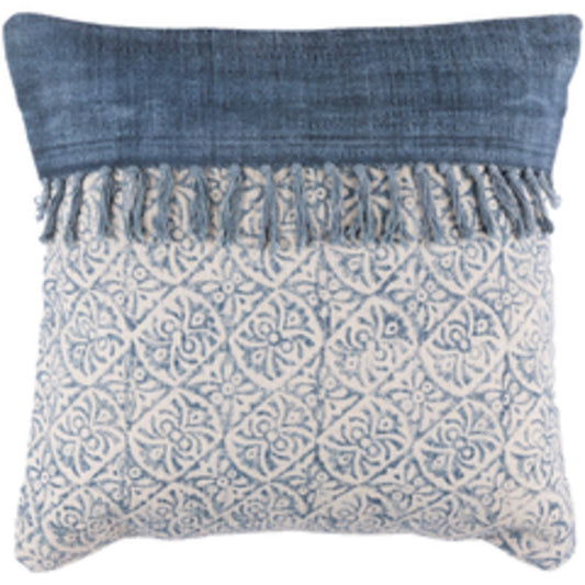 Diva at Home 20 Denim Blue and Latte Brown Contemporary Decorative Throw Pillow - Poly Filled UDU1_Q0BRT54