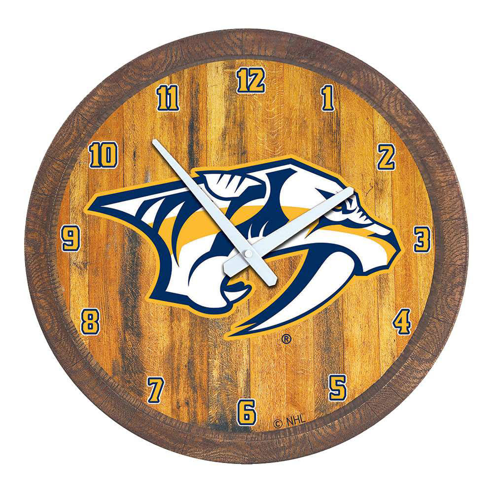 The Fan-Brand Nashville Predators: Faux Barrel Top Wall Clock QFU5_Q3JWK86