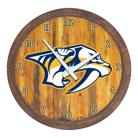 The Fan-Brand Nashville Predators: Faux Barrel Top Wall Clock QFU5_Q3JWK86