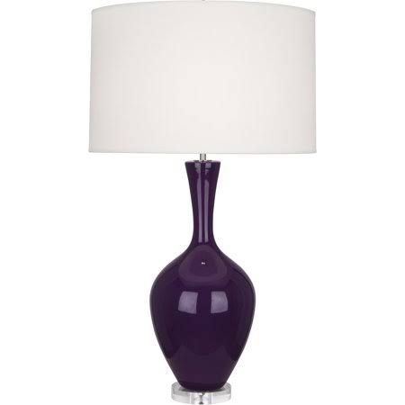 Amethyst Tone Finish Table Lamps 9 inch Wide Fondine Fabric Shade Ceramic Material E26 A Bulb 1 Light Fixture, Size: 0.5 in GYA1_F7CPW50