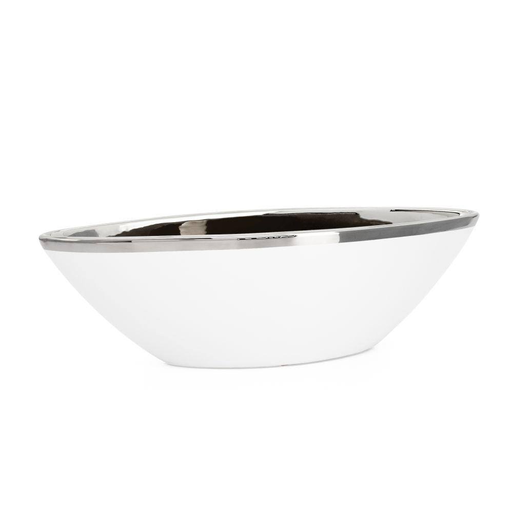 Torre  Tagus Talia Silver Trim Ceramic Boat Bowl POQ0_Y7DWT50