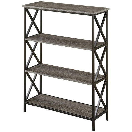 Pemberly Row Four-Tier Bookcase in Weathered Gray Wood Finish QIS6_K6ZTB30