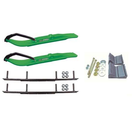 CA Pro Green XT Snowmobile Skis w/ 8 inch Round Bars Complete Kit Polaris Fusion IQ MZB9_N8YIV53