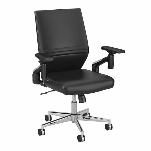 BBF Office in An Hour Mid Back Leather Office Chair in Black - Bonded Leather AWI8_W0MBP91