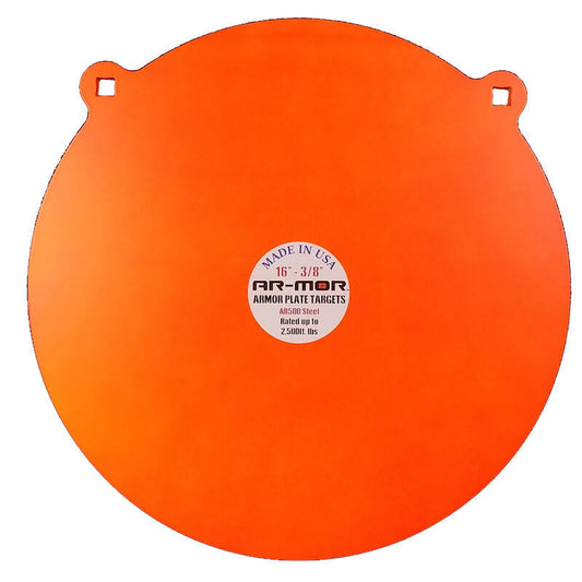 Ar-mor 16x22 AR500 Steel Gong - 3/8x22 Thick Steel Orange Round MFH0_H6DBO72