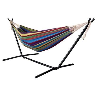 Dacula Double Classic Hammock with Stand Arlmont  Co. Color: Blue/Red/Purple PCS8_Z8MXT97