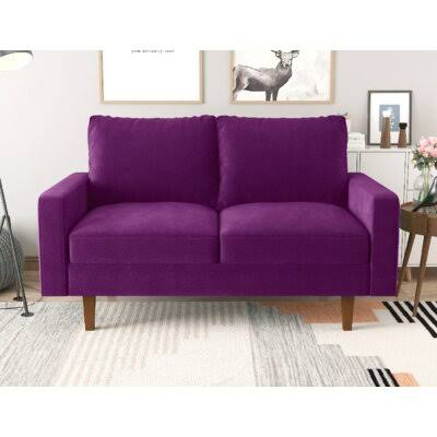 Turusan 57.87x22 Velvet Square Arm Loveseat Corrigan Studio Fabric: Eggplant Velvet APA8_Y2GEN03