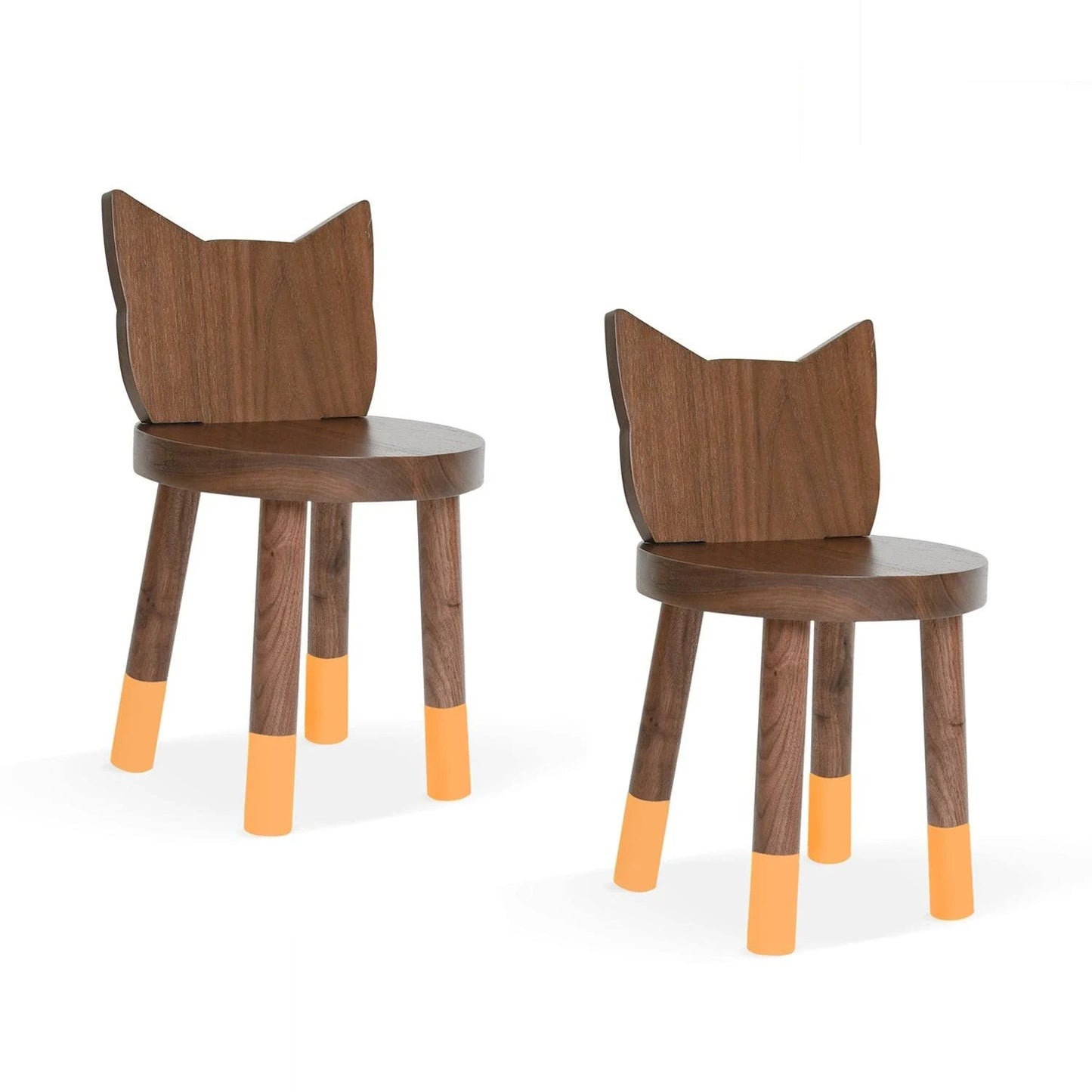 Nico  Yeye Kitty Kids Chair, Solid Walnut, Set of 2 - Orange UFX0_O2JIE12