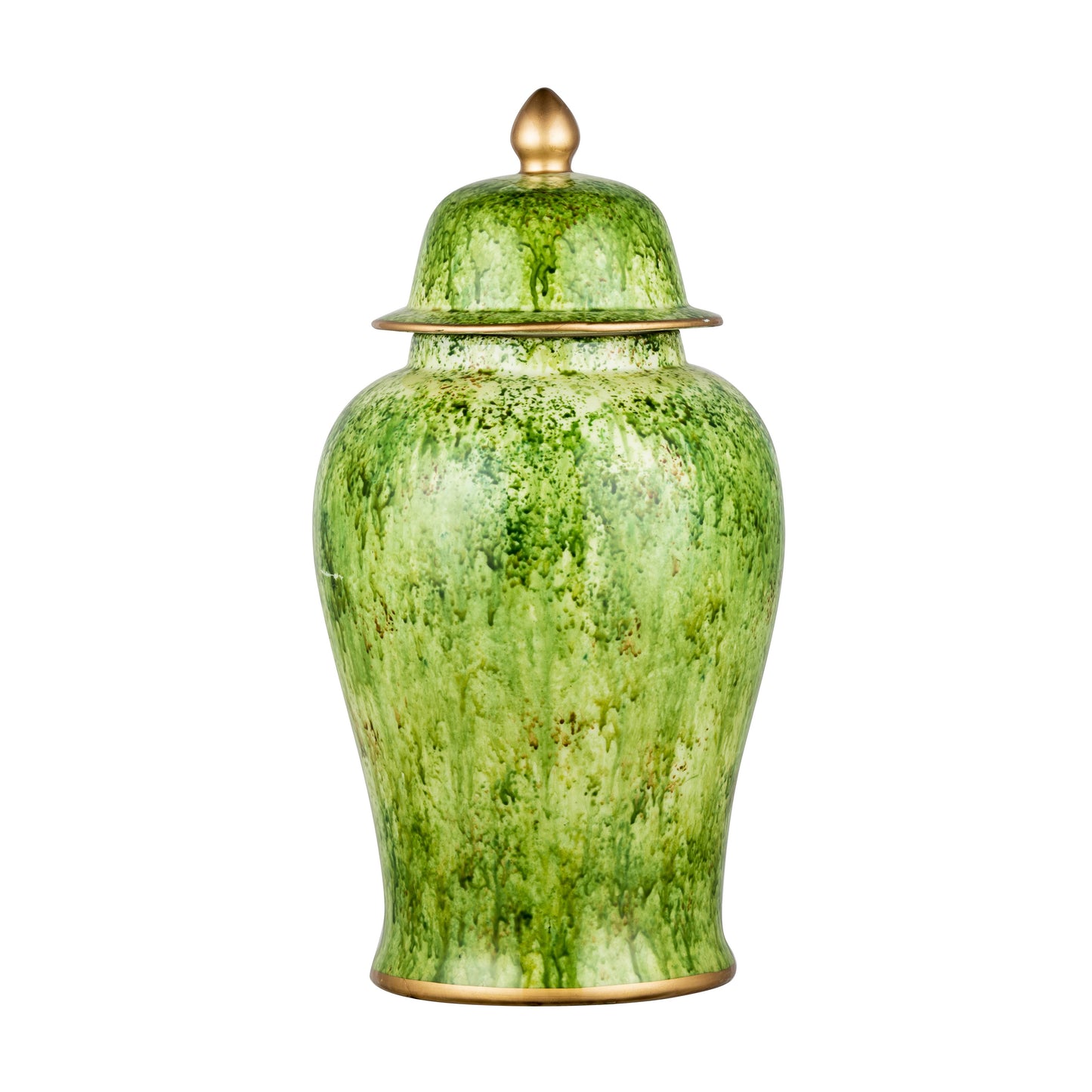 A  B Home 9.5 in. Green Round Painted Jar with Lid XKP1_F7XSB96