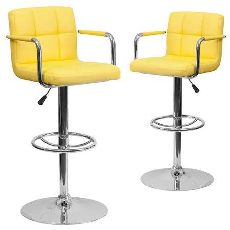 Wrought Studio Milam Adjustable Height Swivel Bar Stool Upholstery: Yellow VMX5_P6GCC36