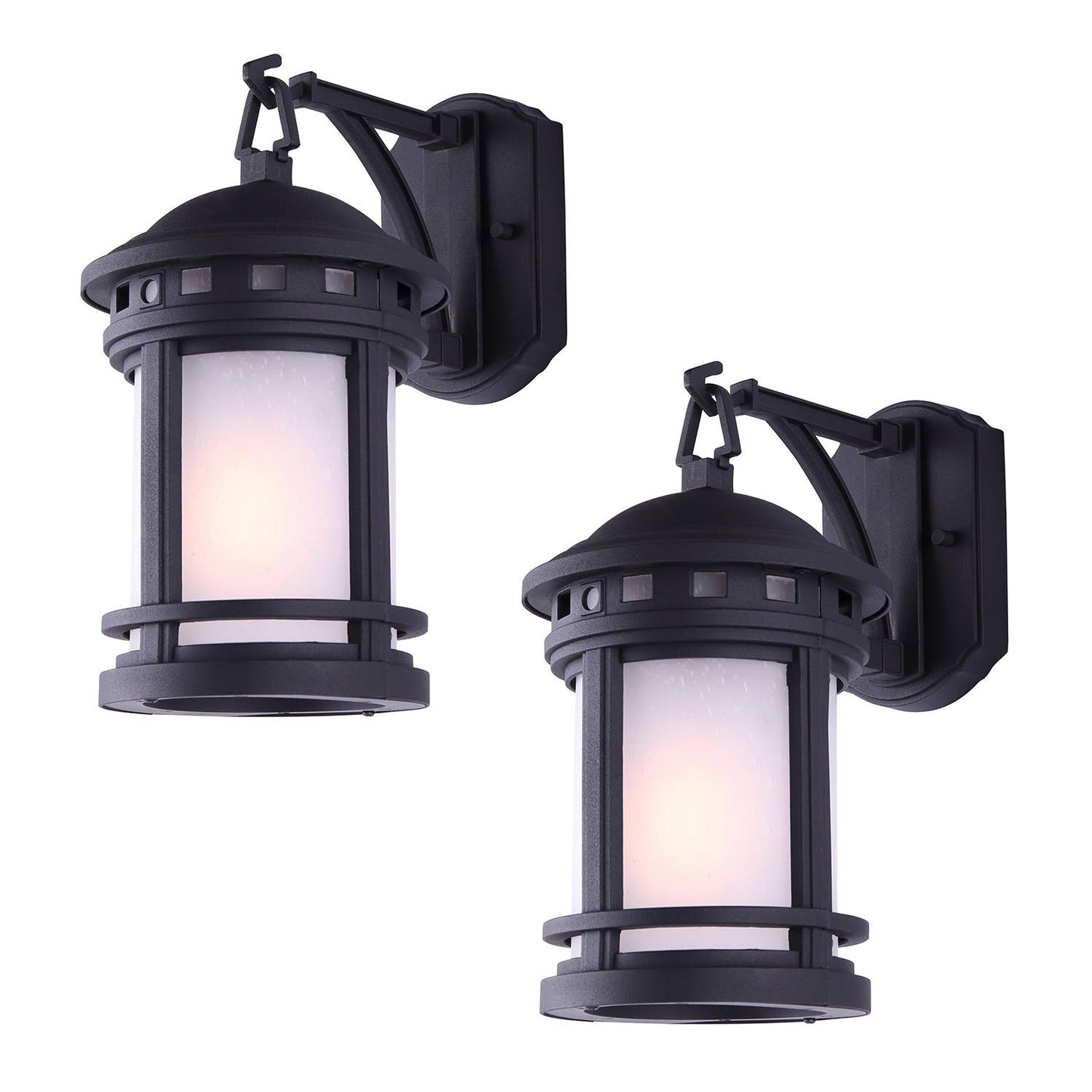 Bennington Riverside 2-Pack Outdoor Wall Lantern Sconce Fixture with Frosted Glass, Black YUK7_R7LHS98