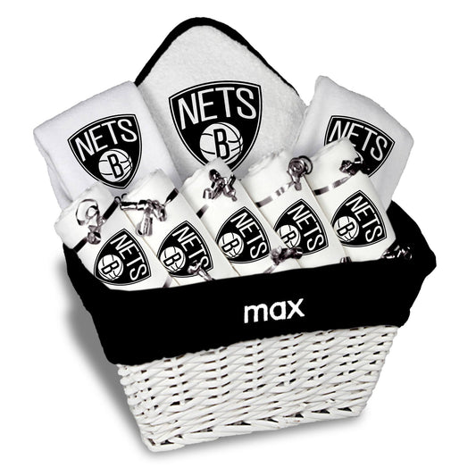 Brooklyn Nets Newborn  Infant Personalized Large Gift Basket - White PZC8_V7UKR85