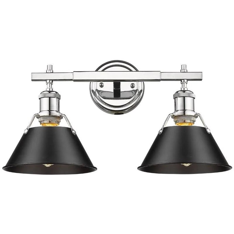 Beaumont Lane 2 Light Steel Vanity Light in Chrome and Black OMS0_B4DZK44