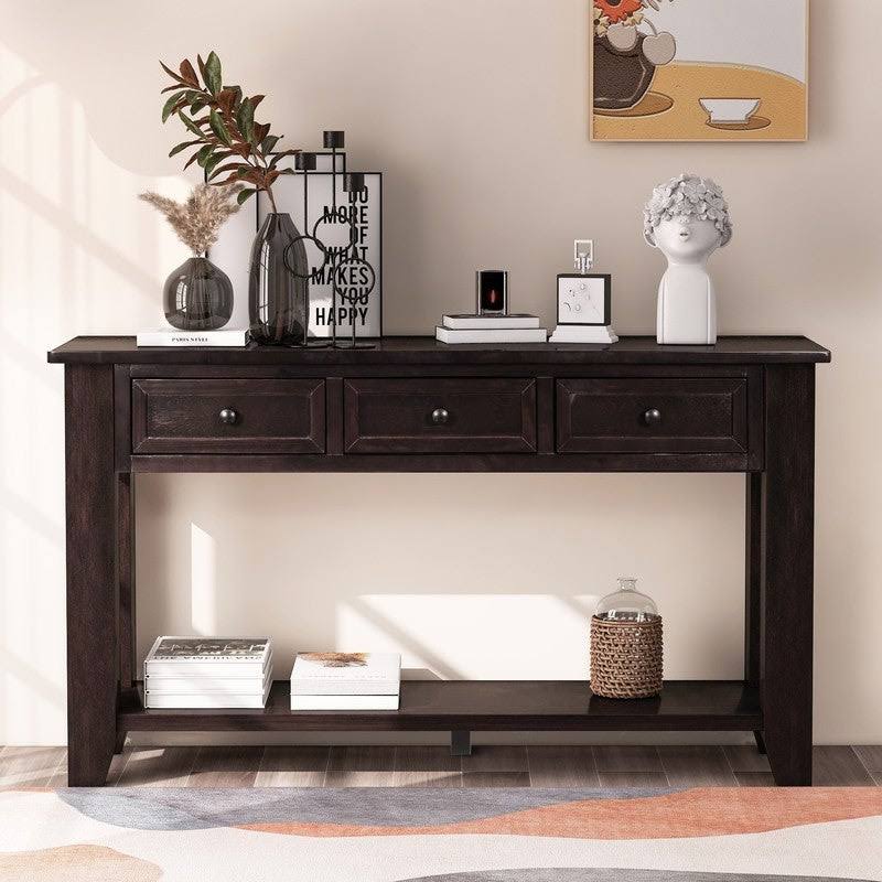 AOOLIVE 55Modern Console Table Sofa Table with 3 Drawers and 1 Shelf - Espresso PHD6_K2MWF92