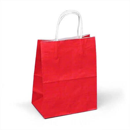 Red Matte Shopping Bags with Handles | Quantity: 250 | Width: 8 inch Gusset - 4 3/4 inch by Paper Mart, Size: One Size OXZ8_A1DWO31