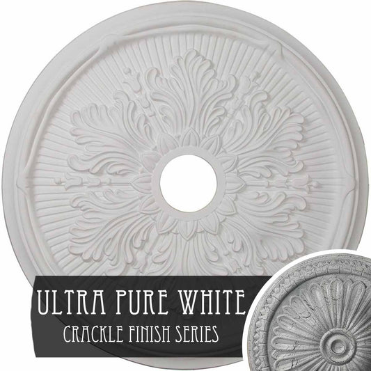 23 3/4x22OD x 3 5/8x22ID x 1 7/8x22P Luton Leaf Ceiling Medallion (Fits Canopies Up to 3 5/8x22), Hand-Painted Ultra Pure White  XDR5_A4GWU16