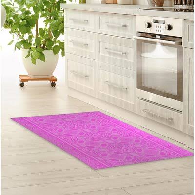 Dikmen Kitchen Mat Bungalow Rose Mat Size: Rectangle 3& x 5&, Color: Pink QTV0_D7NSU39