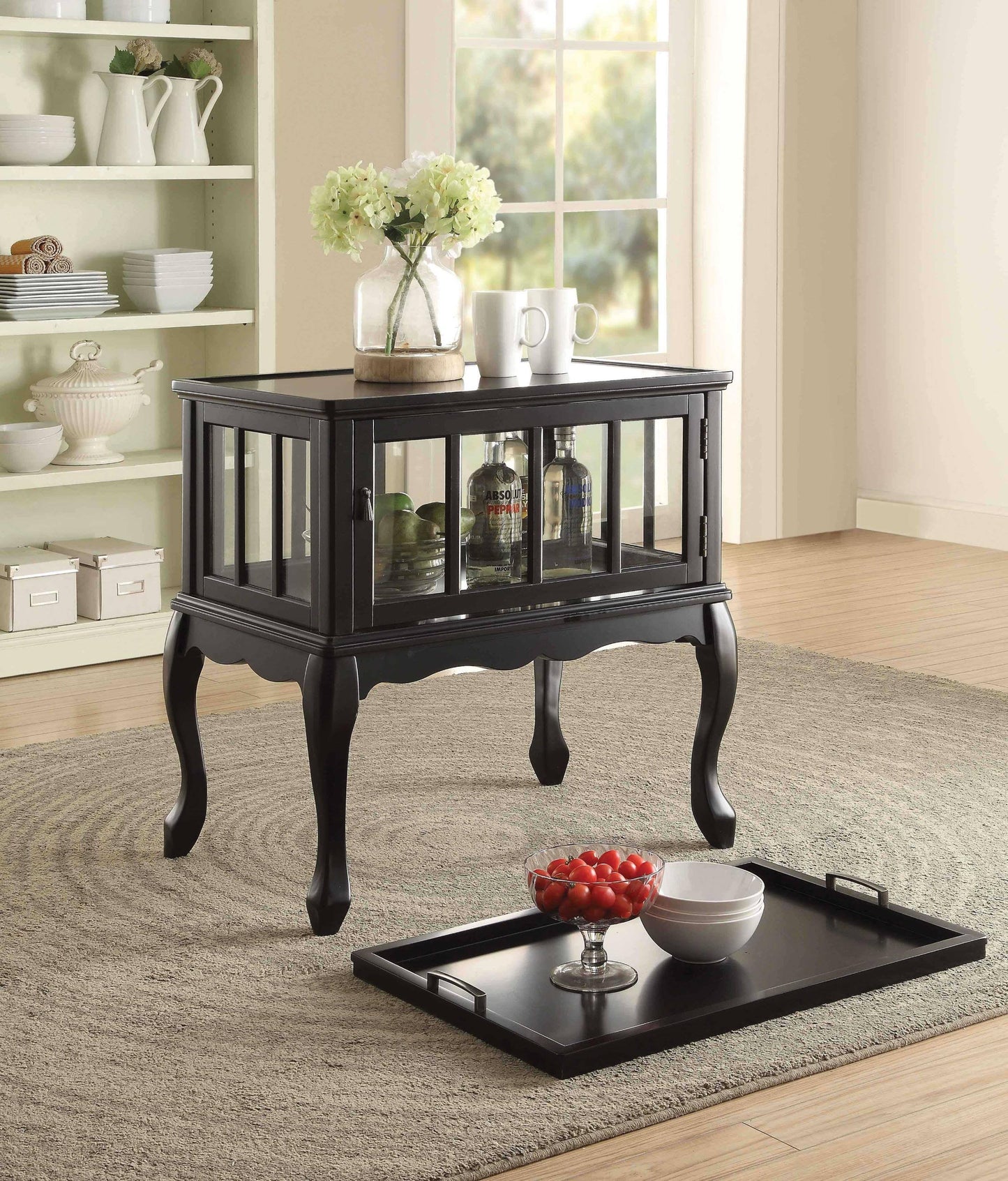 28x22 x 19x22 x 31x22 Black Wood Console Table  Tray XUX9_Q3UQL56