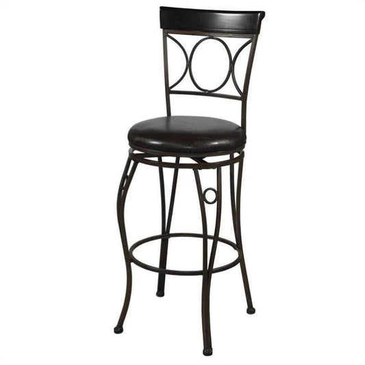 Pemberly Row 24x22 Faux Leather Swivel Counter Stool in Black and Brown NDC6_G0KVK97