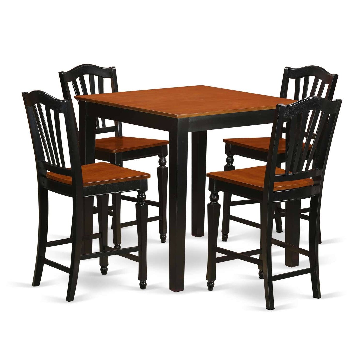 East West Furniture Pub 5 Piece Counter Height Set - Table and 4 Counter Height Chairs PCR1_Q1KSI58