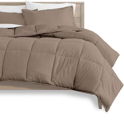 Cino Comforter Set Winston Porter Size: Split California King, Color: Taupe/White APE1_S6NXK77