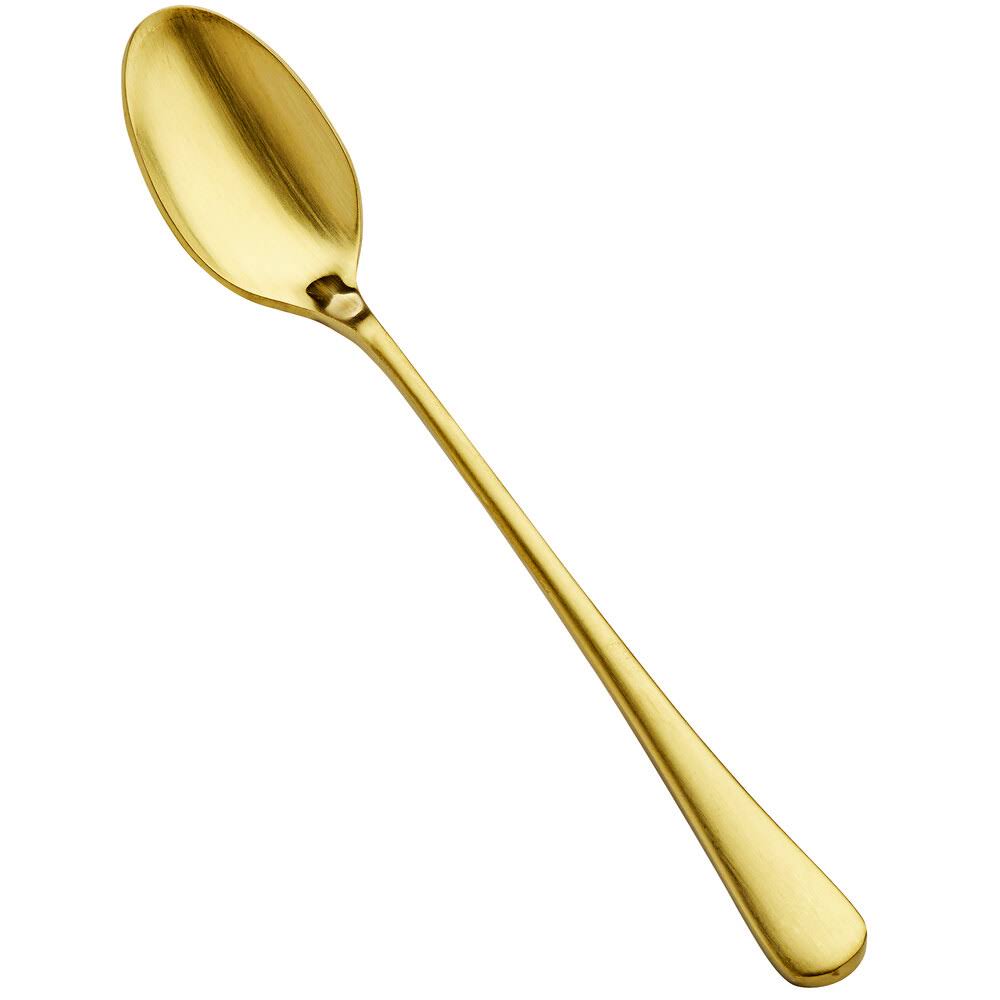 Bon Chef S4102GM Como 7 7/8x22 18/10 Stainless Steel Extra Heavy Weight Matte Gold Iced Tea Spoon - 12/Case EKO4_M2VZV46