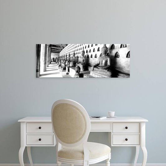 Easy Art Prints Panoramic Imagess Vat Si Saket, Vientiane, Laos Premium Canvas Art - 9 x 24 - Modern Black Frame KXN7_X3AQL86