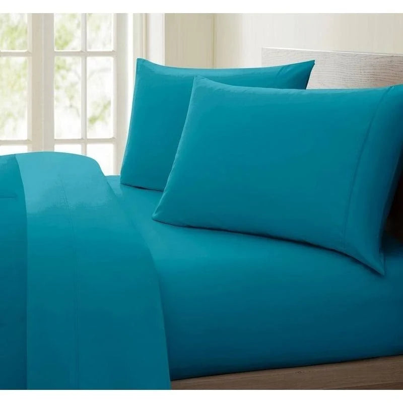 Porch  Den Jess 1000 Thread Count Cotton-Rich Deep Pocket Sheet Set - Teal - California King RUQ4_R1YAB17