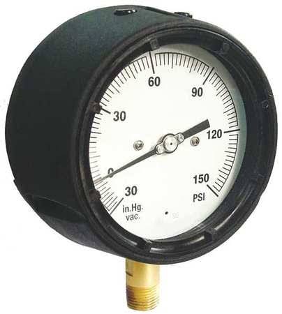 Zoro Select 36Jv35 Pressure Gauge,0 to 1000 PSI Range,black JXJ1_M5JUI42