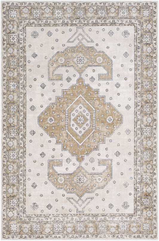 Traditional BHS-0044282-P Turkish Poly Tan Medallion Area Rug CZK9_B3ZSK20