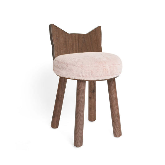 Nico and Yeye Fuzzy Kitty Kids Chair, Pink / Walnut KGI9_T5VPD85