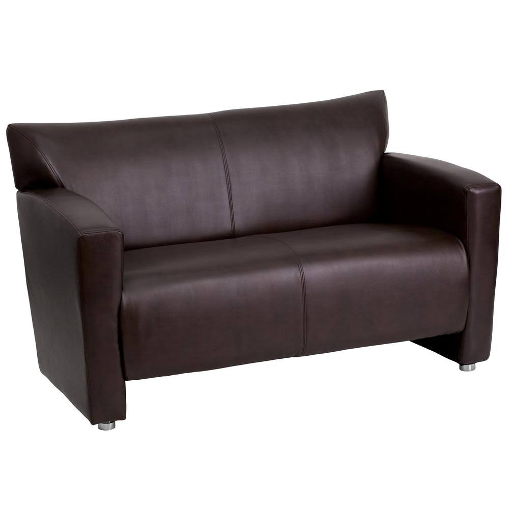 Carnegy Avenue 51 in. Brown Faux Leather 2-Seater Loveseat with Square Arms MHY7_Z9OGX24