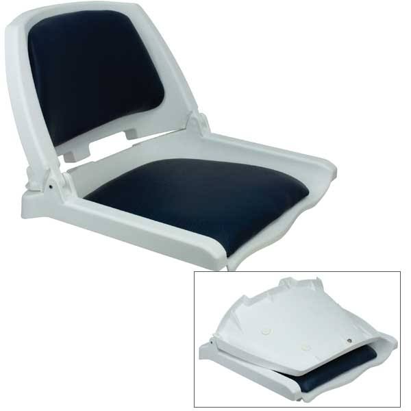 Springfield Traveler Folding Seat, White with Blue Cushion | for Boats AFO3_R7NKJ73