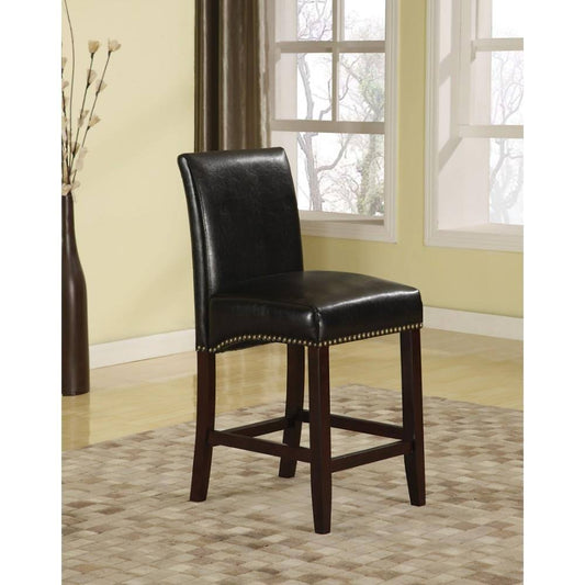 Benzara Bm185356 Bicast Leather Upholstered Wooden Bar Chair Set of Two Black and Brown ZBR2_F5XHD66